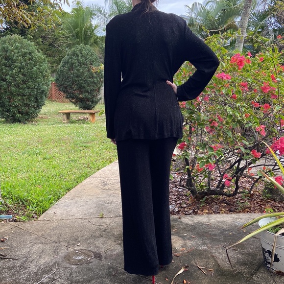 Veronique Young Vintage Black Sparkle Two Piece One Button Jacket and Pants Set! - Picture 3 of 10